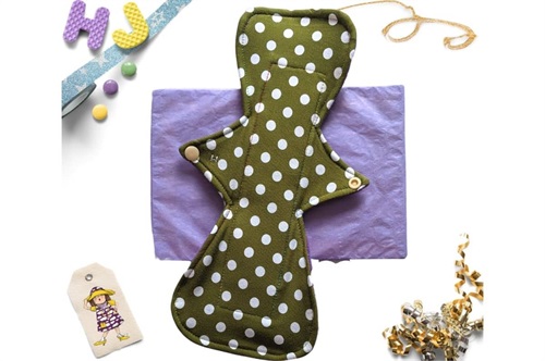 Click to order  12 inch Cloth Pad Chartreuse Dots now